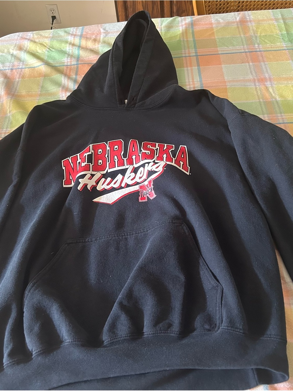 Nebraska Cornhuskers Huskers Black Hoodie Sweatshirt size XL